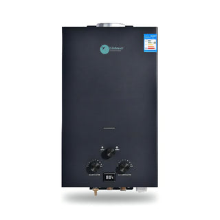 Udendørs bruser - Gasvandvarmer 12L/min - Sort