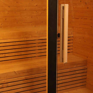 Firkantet sauna i Thermowood inkl. 9kW ovn (6-8 personer)