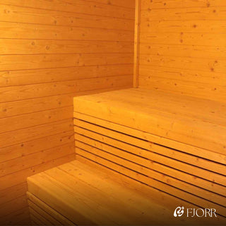 Firkantet sauna i Thermowood inkl. 9kW ovn (6-8 personer)
