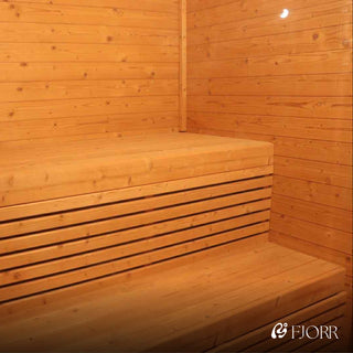 Firkantet sauna i Thermowood inkl. 9kW ovn (6-8 personer)