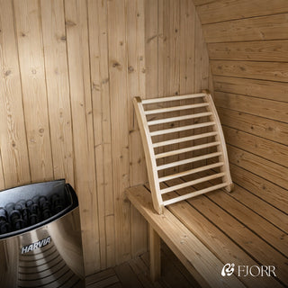 Saunatønde i Thermowood inkl. 9kW ovn (4-6 personer) med glasparti på bagside