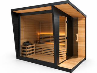 Fjorr Vista – Eksklusiv udendørs sauna med panoramaglas inkl 9KW ovn, Thermowood