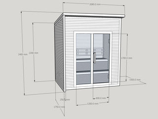 Firkantet sauna i Thermowood inkl. 9kW ovn (6-8 personer)