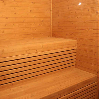 Firkantet sauna i Thermowood inkl. 9kW ovn (6-8 personer)